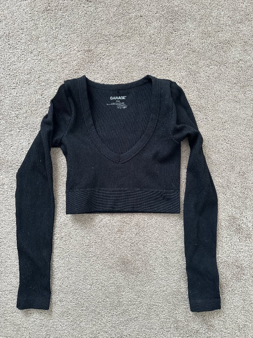 Garage Long Sleeve Cropped Black Shirt XS